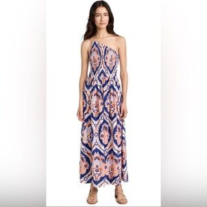 Moon River Women's one Shoulder Smocked
Shirred Dress, M